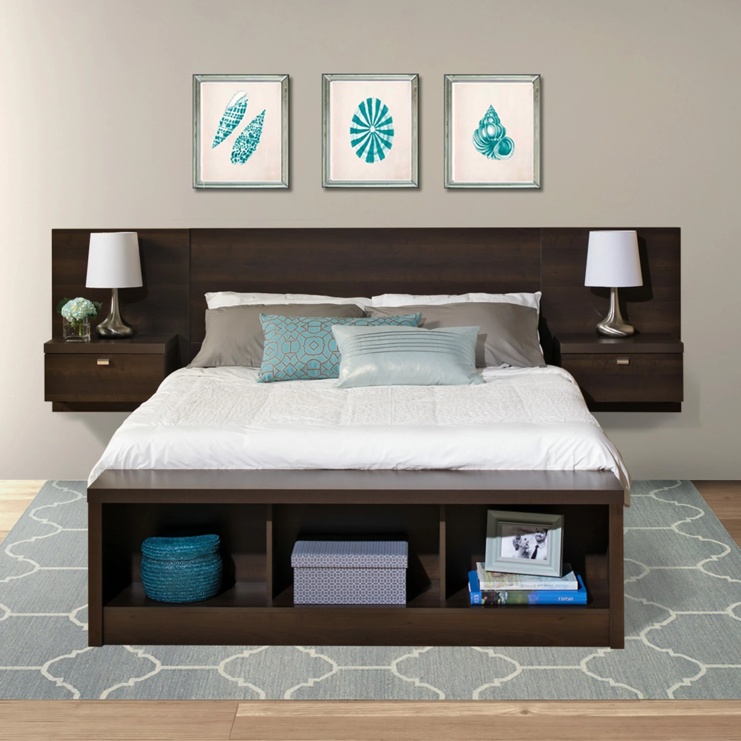 Series 9 Designer Floating Queen Headboard With Nightstands 9 Series 9 Designer Floating Queen Headboard With Nightstands - Image 7