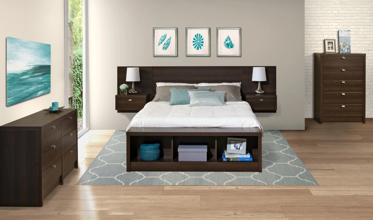 Series 9 Designer Floating Queen Headboard With Nightstands 10 Series 9 Designer Floating Queen Headboard With Nightstands - Image 8