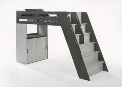 Galaxy Twin Loft Bunk Stonewash (Dual-Tone) -WALKER EDISON Shop Galaxy Loft Stonewash Light Gray 1