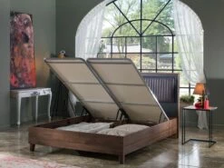 Alegro Light Walnut Queen Storage Bed W/Headboard -WALKER EDISON Shop IS 20 ALE QUEEN STORAGE BED 5