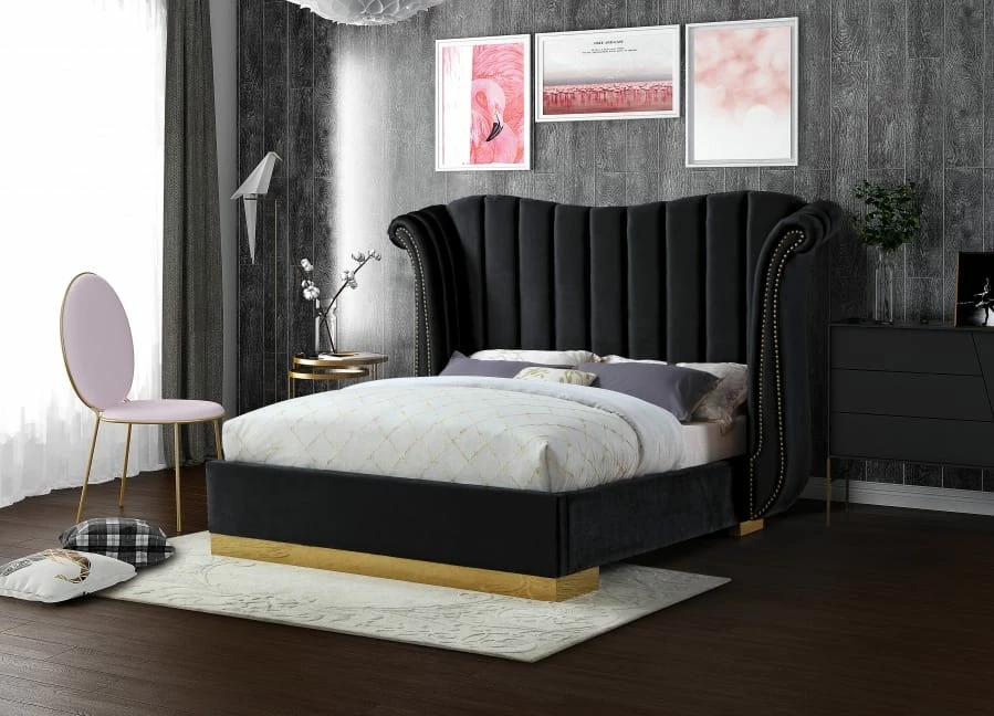 Flora Black Velvet Bed 4 Flora Black Velvet Bed - Image 2