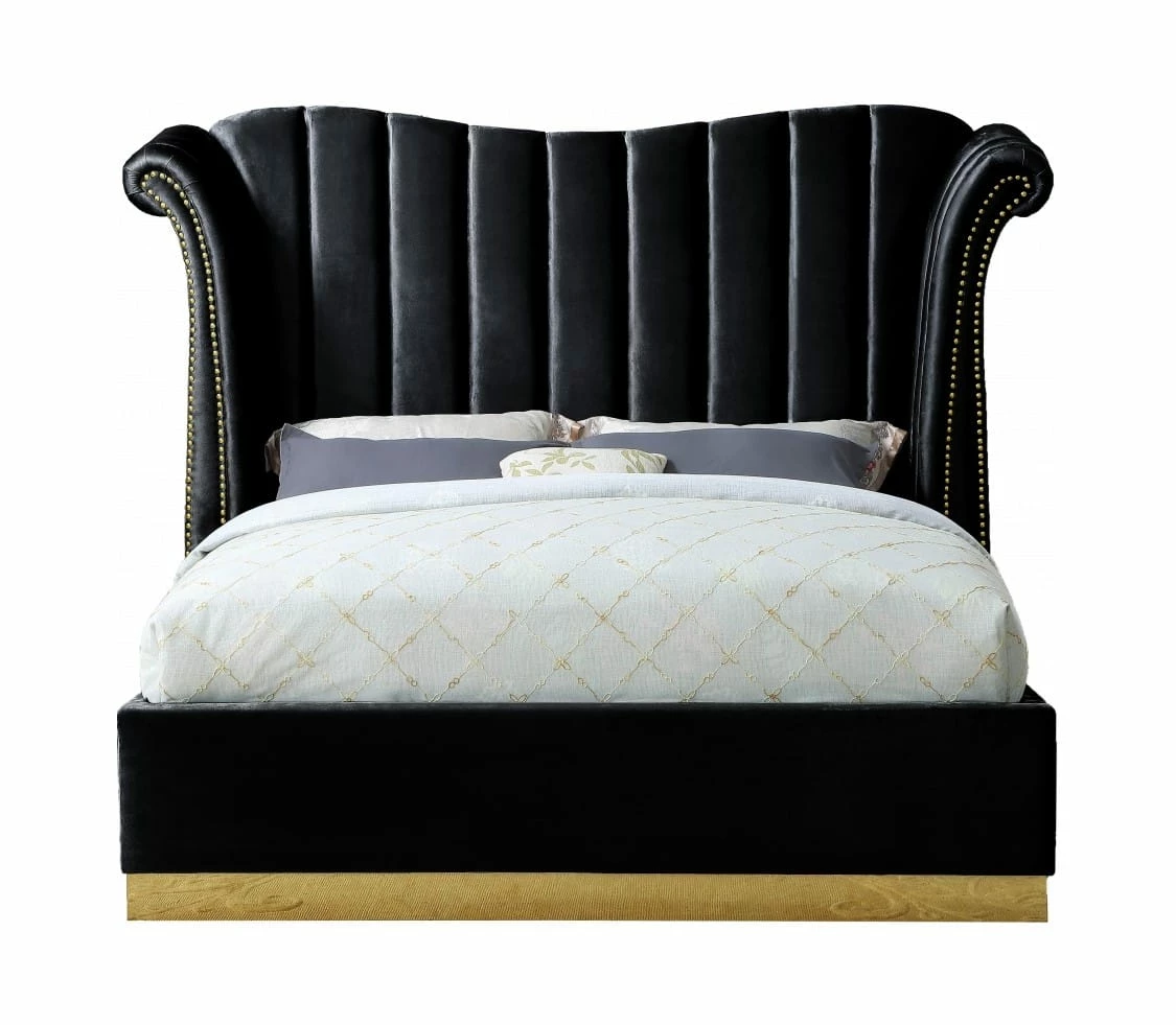 Flora Black Velvet Bed 3 Flora Black Velvet Bed
