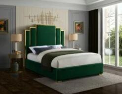 Hugo Green Velvet Bed -WALKER EDISON Shop MF HUGO GRN Q QB 1
