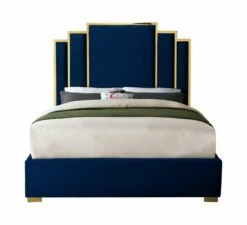 Hugo Navy Blue Velvet Bed
