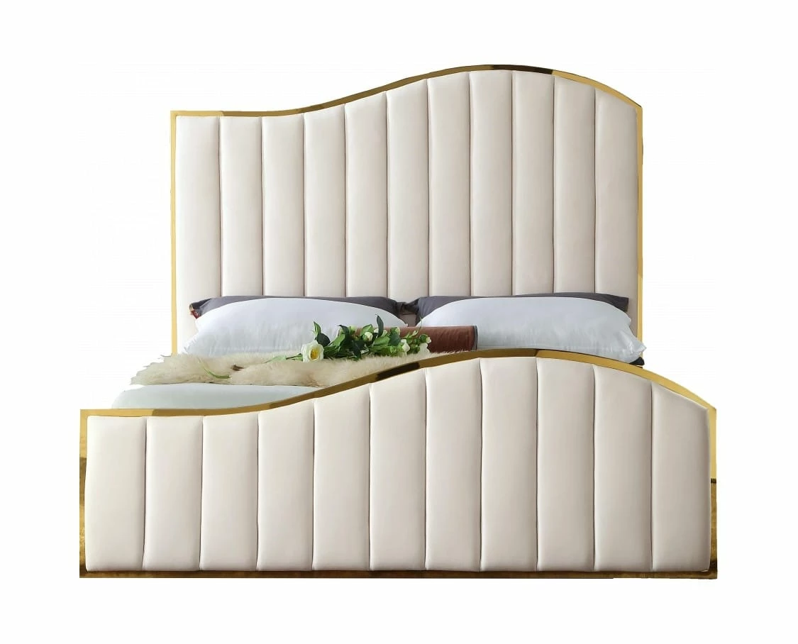 Jolie Cream Velvet Bed 3 Jolie Cream Velvet Bed