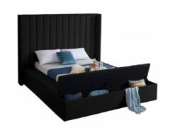 Kiki Black Velvet Bed -WALKER EDISON Shop MF KIKI BLK Q QB 2