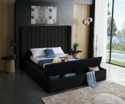 Kiki Black Velvet Bed -WALKER EDISON Shop MF KIKI BLK Q QB 3