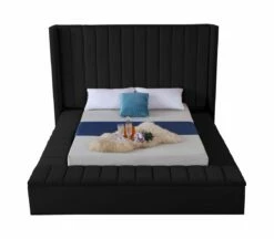 Kiki Black Velvet Bed -WALKER EDISON Shop MF KIKI BLK Q QB 4