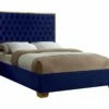 Lana Navy Blue Velvet Bed -WALKER EDISON Shop MF LANA NVY Q QB