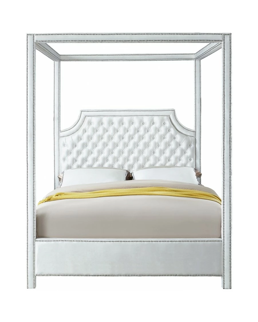 Rowan White Velvet Bed 4 Rowan White Velvet Bed - Image 2