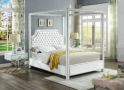 Rowan White Velvet Bed 8 Rowan White Velvet Bed -WALKER EDISON Shop MF ROWAN WHT Q QB 2