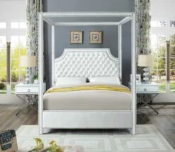 Rowan White Velvet Bed 9 Rowan White Velvet Bed -WALKER EDISON Shop MF ROWAN WHT Q QB 3