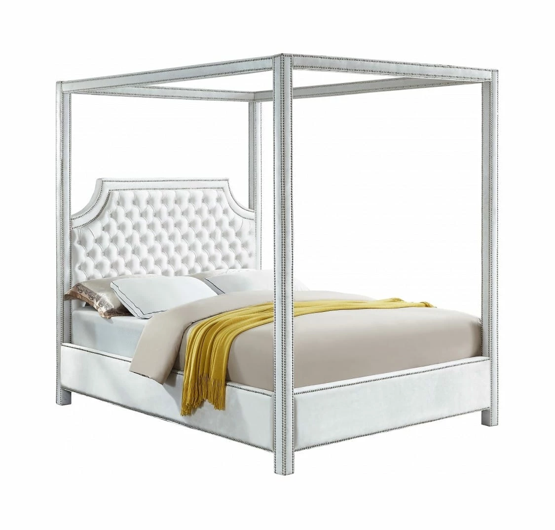 Rowan White Velvet Bed 3 Rowan White Velvet Bed