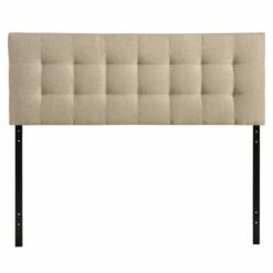 Lily Queen Upholstered Fabric Headboard Beige