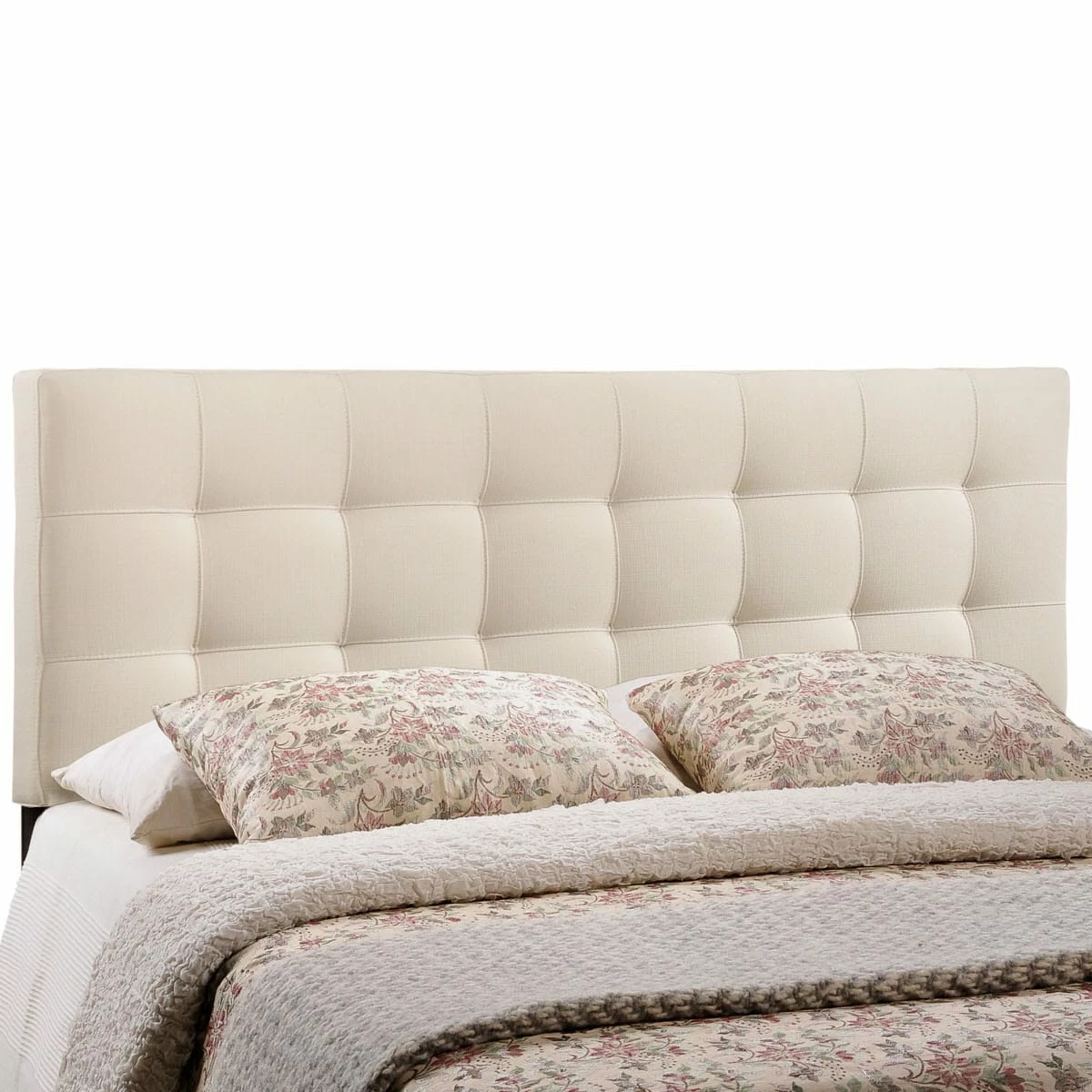 Lily Queen Upholstered Fabric Headboard Ivory 4 Lily Queen Upholstered Fabric Headboard Ivory - Image 2