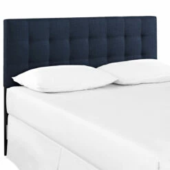 Lily Queen Upholstered Fabric Headboard Navy