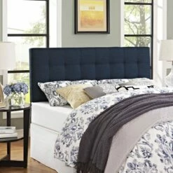 Lily Queen Upholstered Fabric Headboard Navy 9 Lily Queen Upholstered Fabric Headboard Navy -WALKER EDISON Shop MOD 5041 NAV 4