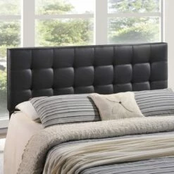 Lily Queen Upholstered Vinyl Headboard Black -WALKER EDISON Shop MOD 5130 BLK 2