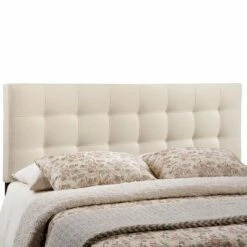 Lily King Upholstered Fabric Headboard Ivory 8 Lily King Upholstered Fabric Headboard Ivory -WALKER EDISON Shop MOD 5144 IVO 2