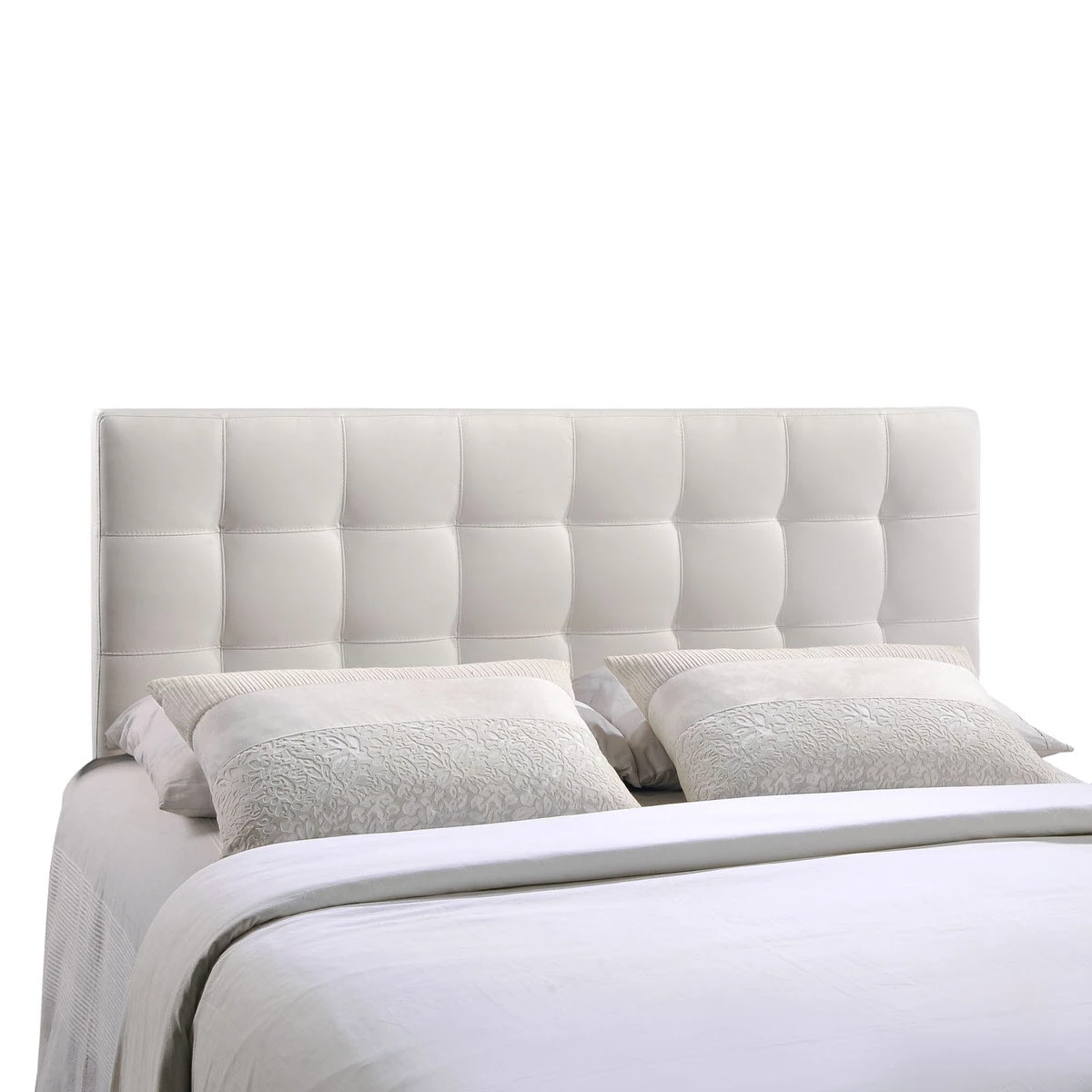 Lily King Upholstered Vinyl Headboard White 3 Lily King Upholstered Vinyl Headboard White