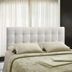 Lily King Upholstered Vinyl Headboard White 10 Lily King Upholstered Vinyl Headboard White -WALKER EDISON Shop MOD 5145 WHI 4