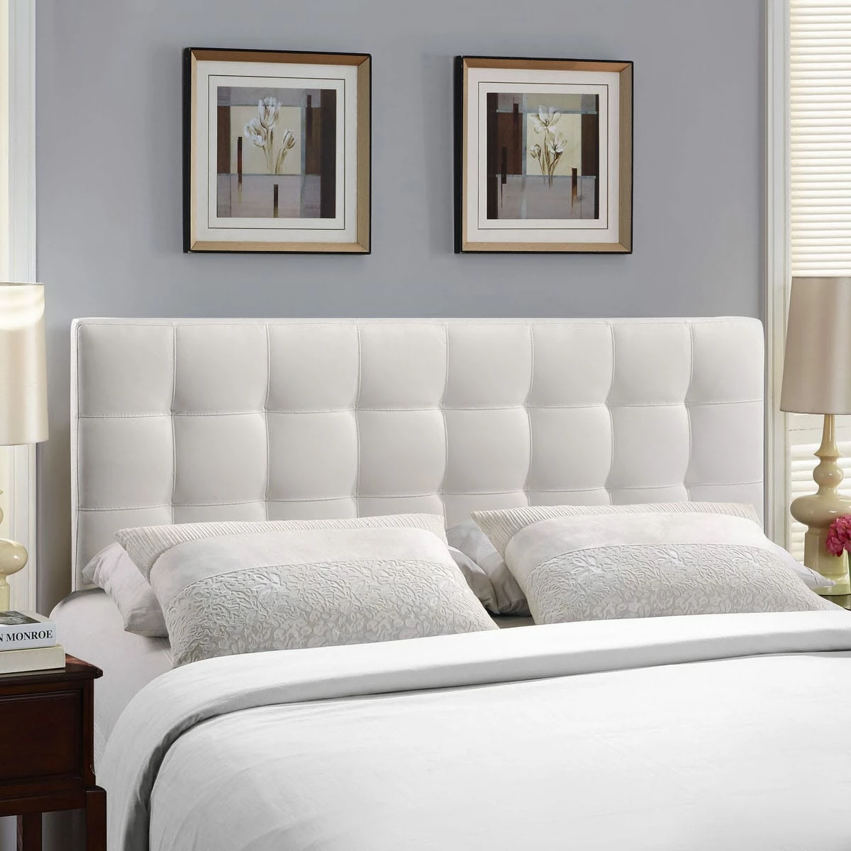 Lily King Upholstered Vinyl Headboard White 7 Lily King Upholstered Vinyl Headboard White - Image 5