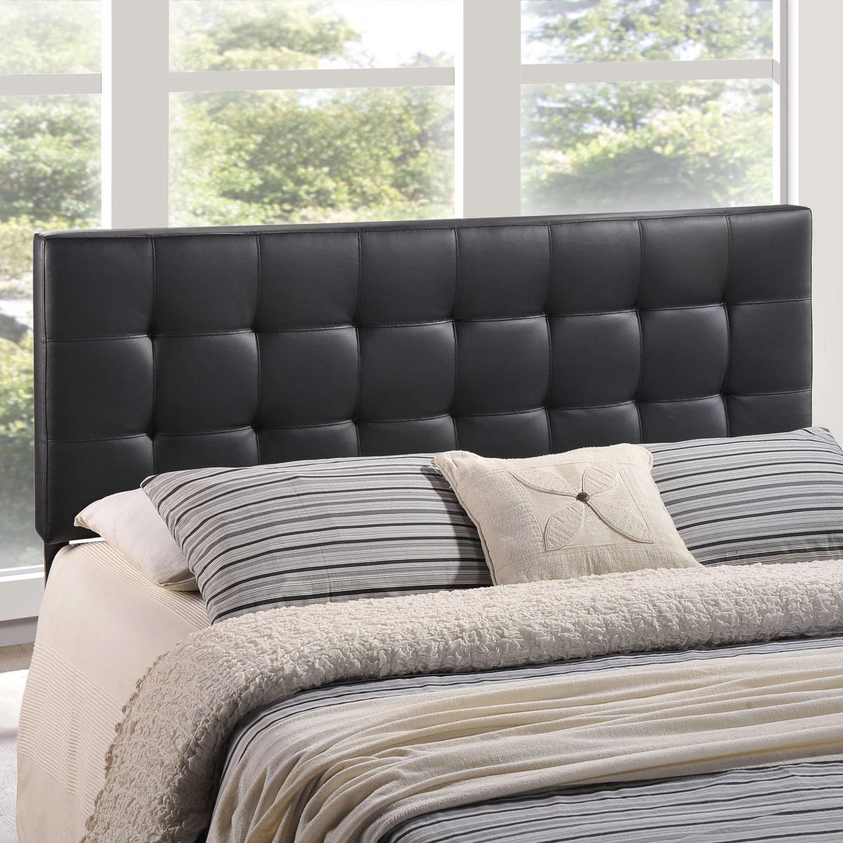 Lily Full Upholstered Vinyl Headboard Black 4 Lily Full Upholstered Vinyl Headboard Black - Image 2