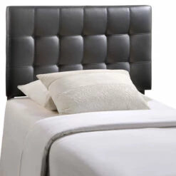 Lily Twin Upholstered Vinyl Headboard Black