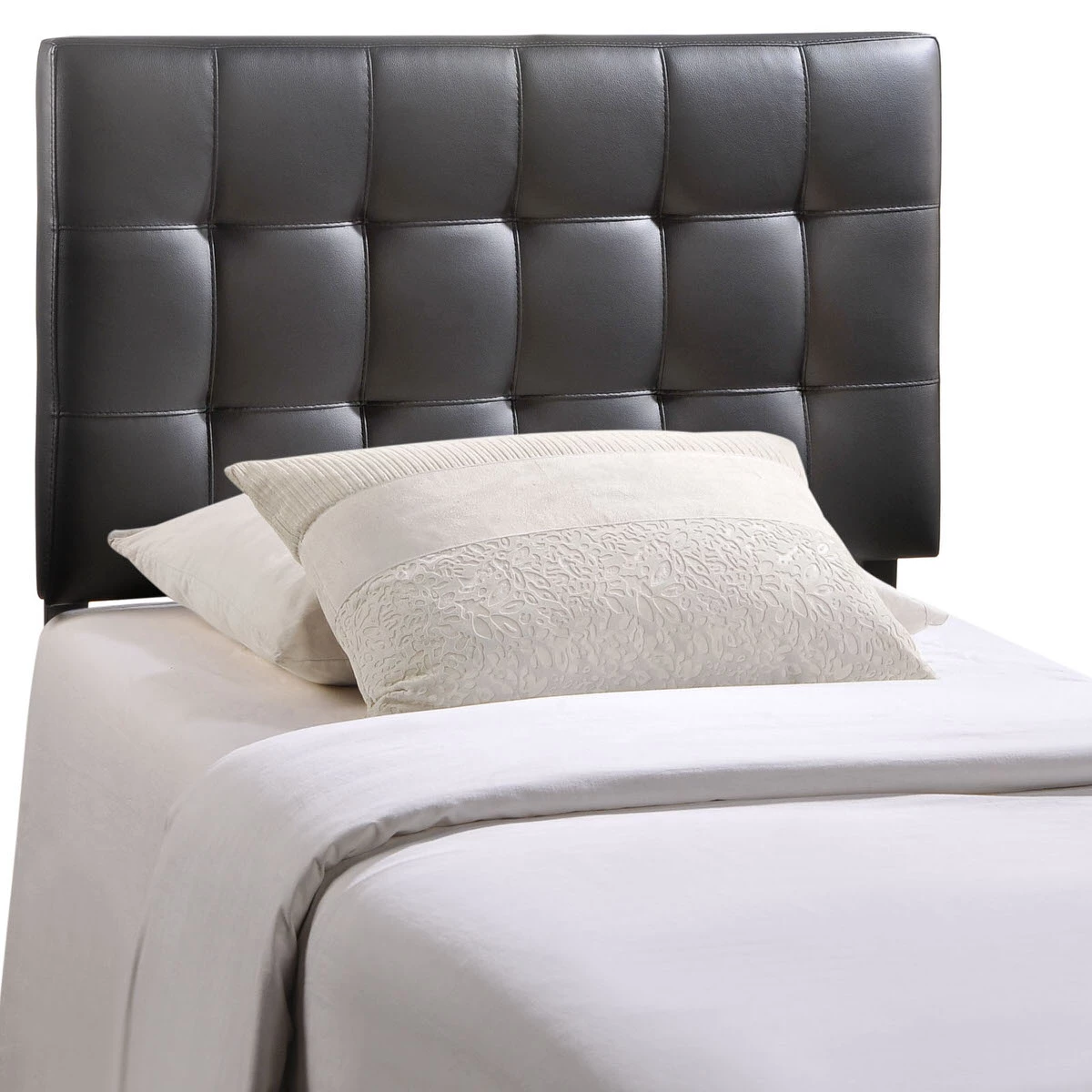 Lily Twin Upholstered Vinyl Headboard Black 3 Lily Twin Upholstered Vinyl Headboard Black
