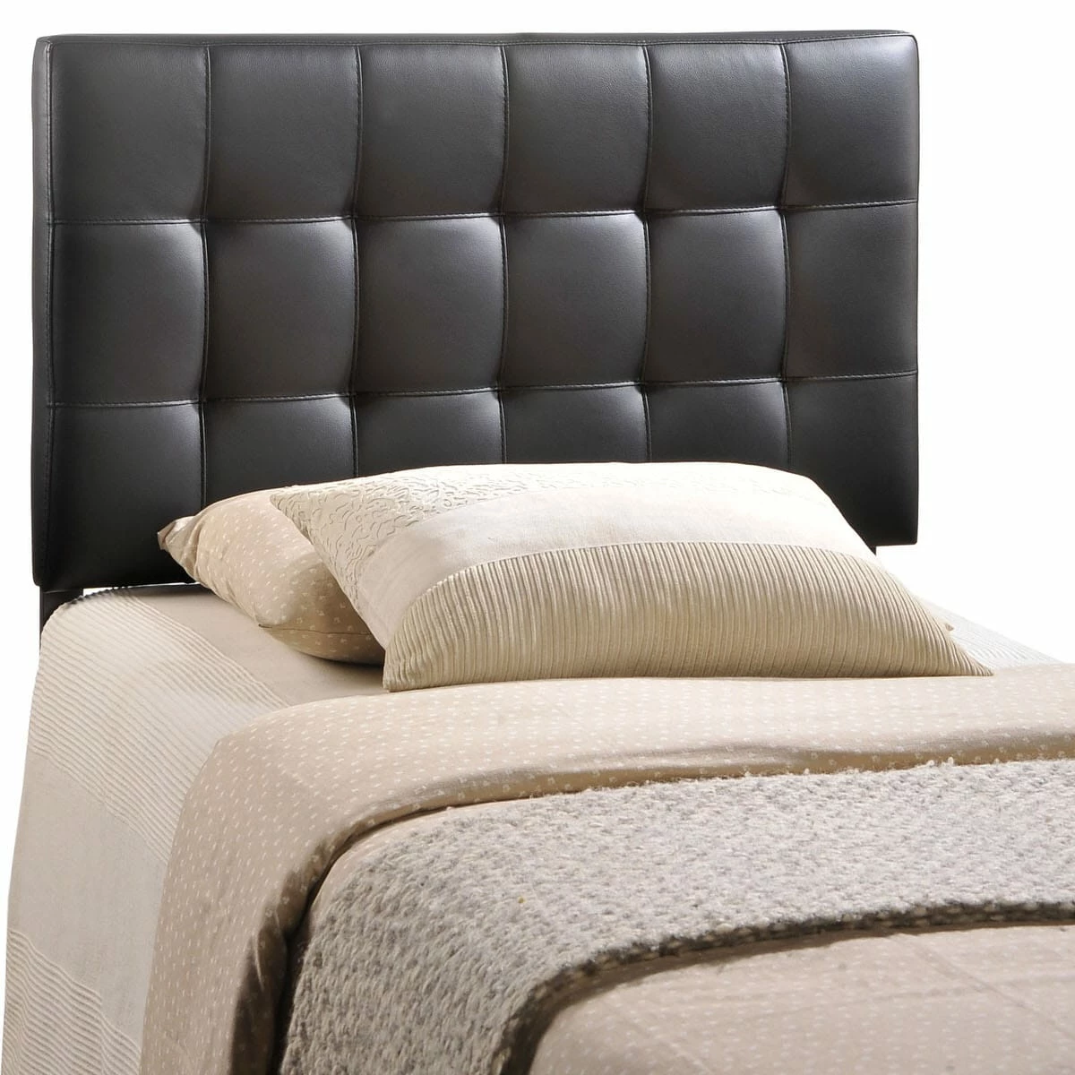 Lily Twin Upholstered Vinyl Headboard Black 6 Lily Twin Upholstered Vinyl Headboard Black - Image 4