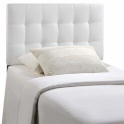 Lily Twin Upholstered Vinyl Headboard White