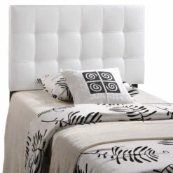 Lily Twin Upholstered Vinyl Headboard White -WALKER EDISON Shop MOD 5149 WHI 4