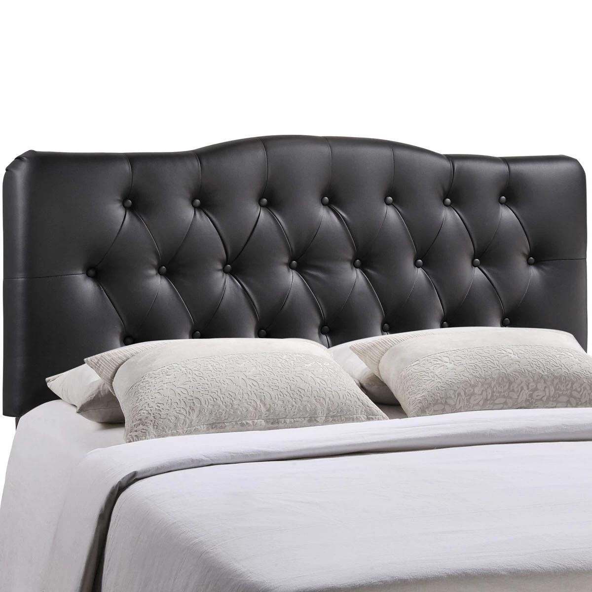 Annabel Queen Upholstered Vinyl Headboard Black 3 Annabel Queen Upholstered Vinyl Headboard Black