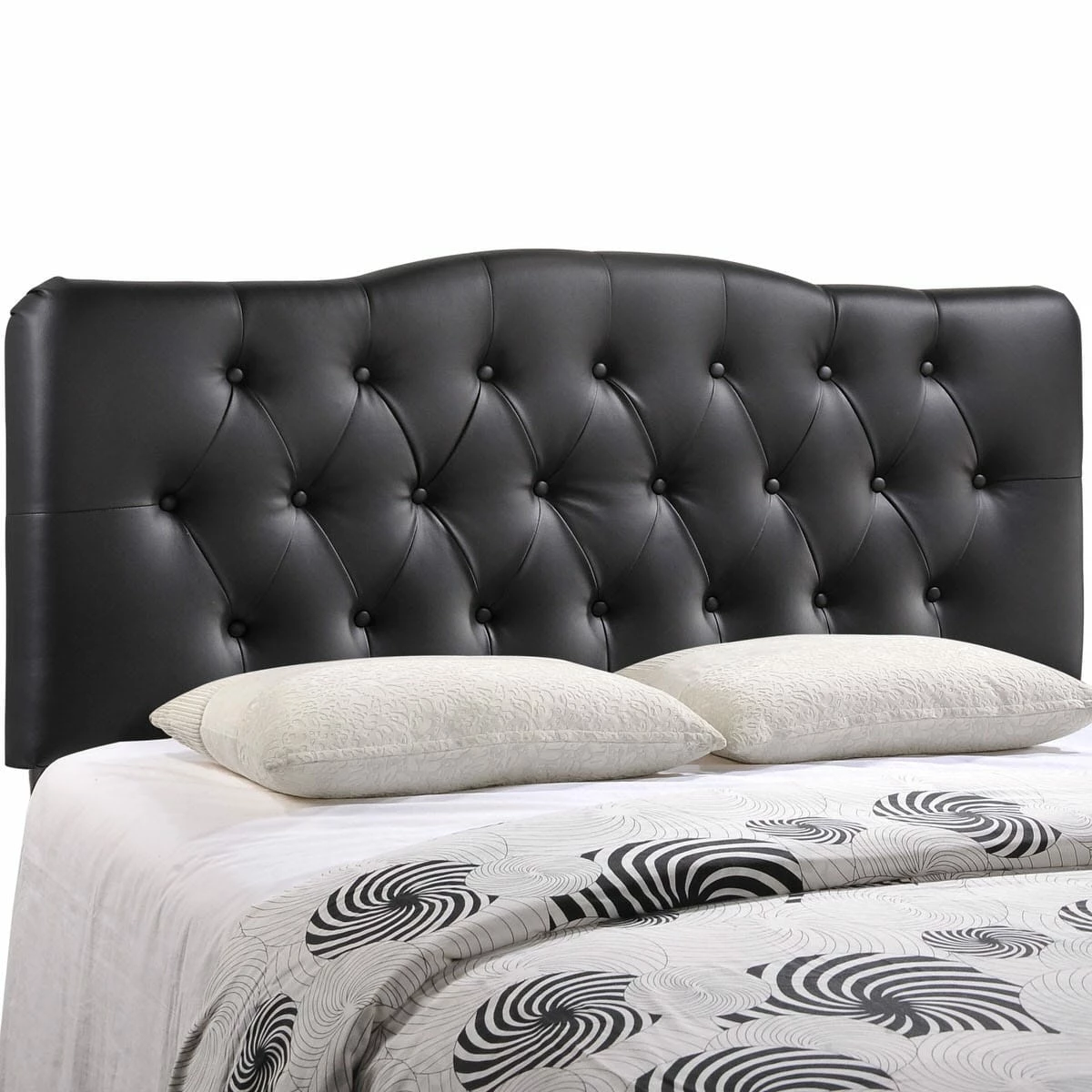 Annabel Queen Upholstered Vinyl Headboard Black 4 Annabel Queen Upholstered Vinyl Headboard Black - Image 2