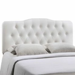 Annabel Queen Upholstered Vinyl Headboard White