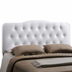 Annabel Queen Upholstered Vinyl Headboard White -WALKER EDISON Shop MOD 5155 WHI 4