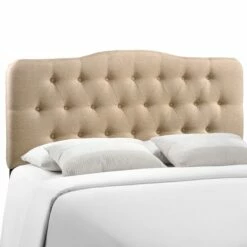 Annabel King Upholstered Fabric Headboard Beige