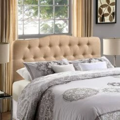 Annabel King Upholstered Fabric Headboard Beige -WALKER EDISON Shop MOD 5158 BEI 4
