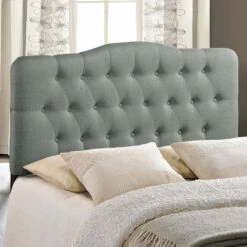 Annabel King Upholstered Fabric Headboard Gray 10 Annabel King Upholstered Fabric Headboard Gray -WALKER EDISON Shop MOD 5158 GRY 4