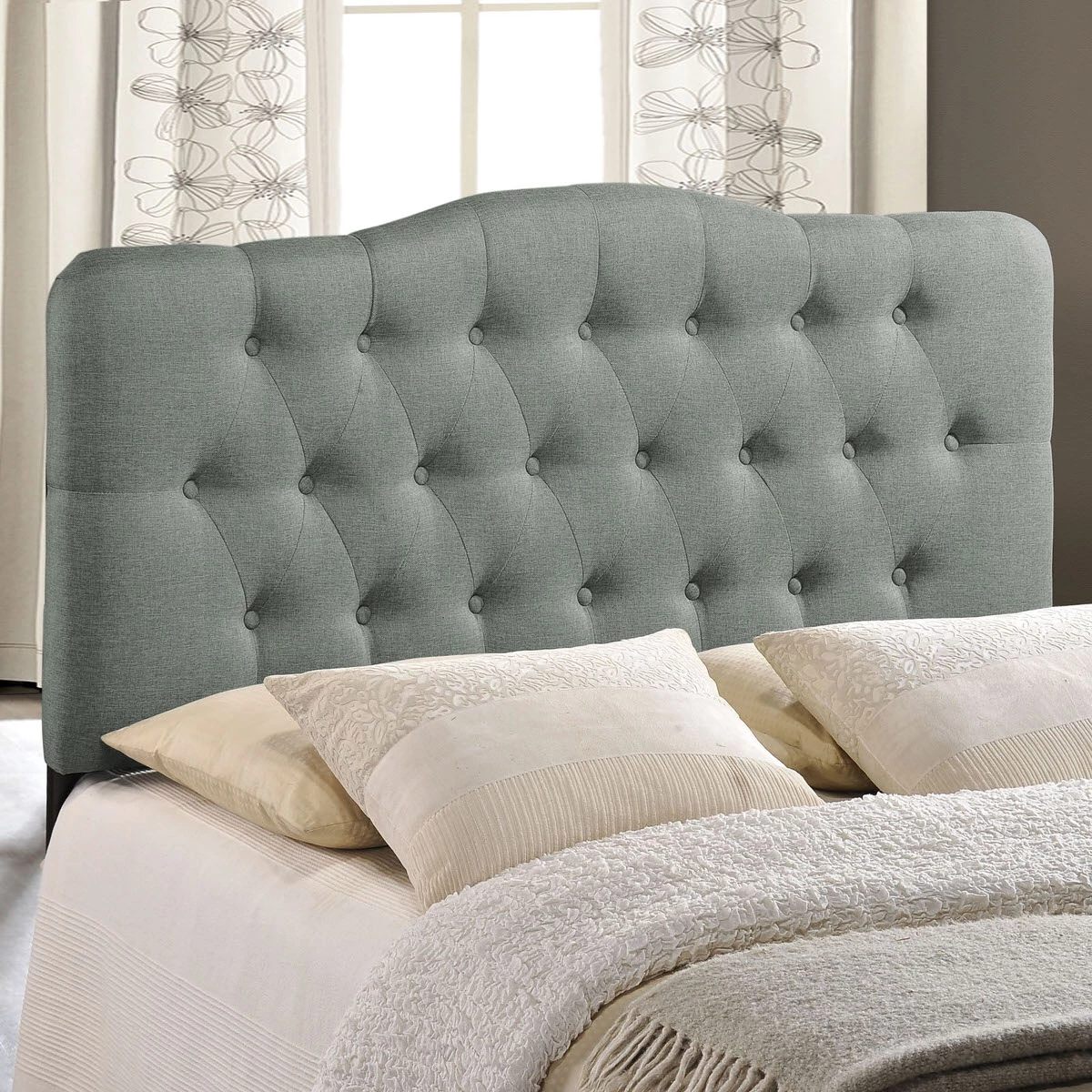 Annabel King Upholstered Fabric Headboard Gray 6 Annabel King Upholstered Fabric Headboard Gray - Image 4