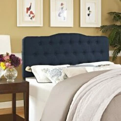 Annabel King Upholstered Fabric Headboard Navy -WALKER EDISON Shop MOD 5158 NAV 4