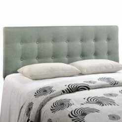 Emily Queen Upholstered Fabric Headboard Gray 9 Emily Queen Upholstered Fabric Headboard Gray -WALKER EDISON Shop MOD 5170 GRY 4