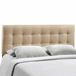 Emily Full Upholstered Fabric Headboard Beige