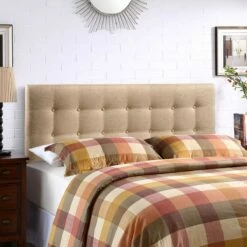Emily King Upholstered Fabric Headboard Beige -WALKER EDISON Shop MOD 5174 BEI 4