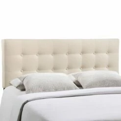 Emily King Upholstered Fabric Headboard Ivory
