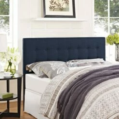 Emily King Upholstered Fabric Headboard Navy 9 Emily King Upholstered Fabric Headboard Navy -WALKER EDISON Shop MOD 5174 NAV 4