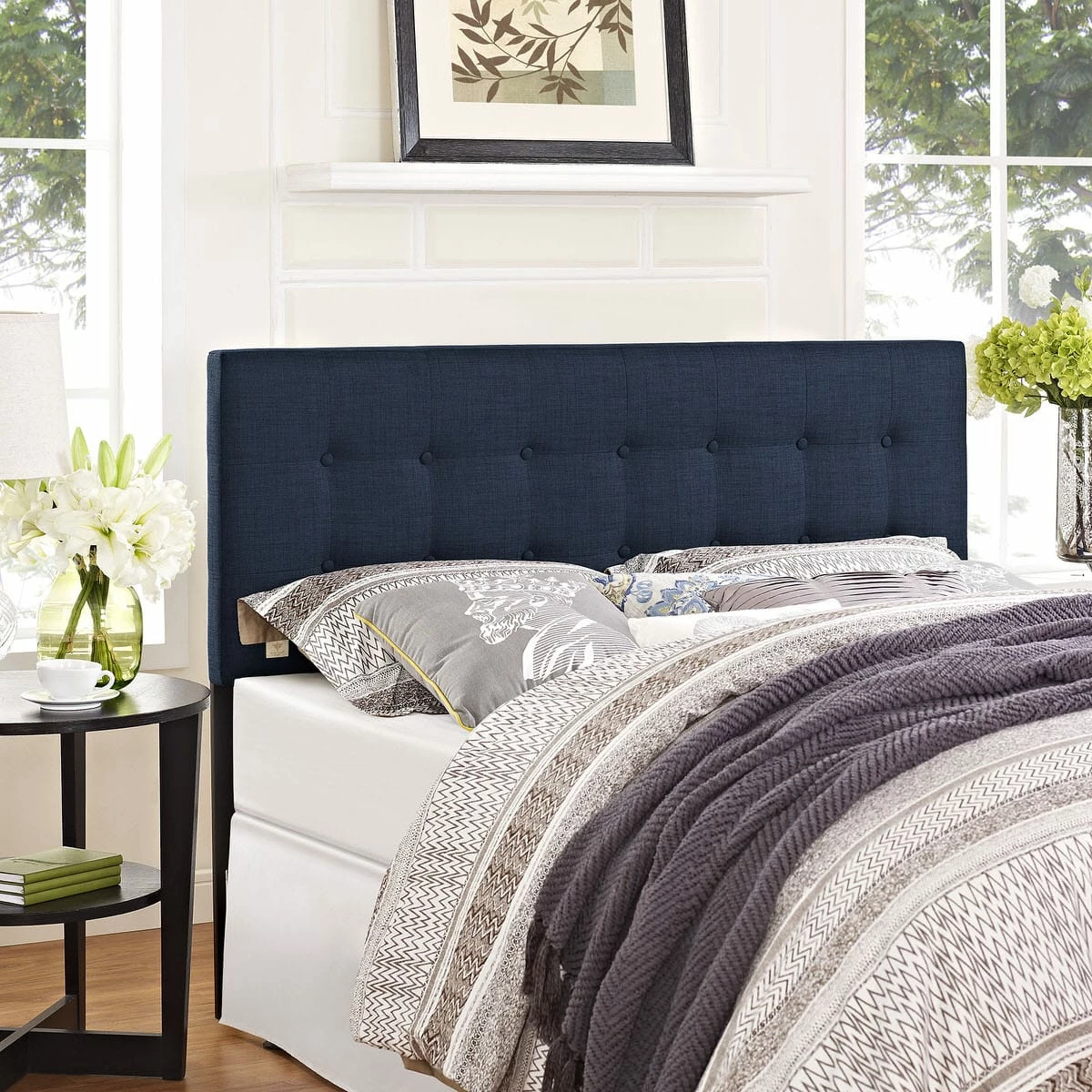 Emily King Upholstered Fabric Headboard Navy 6 Emily King Upholstered Fabric Headboard Navy - Image 4