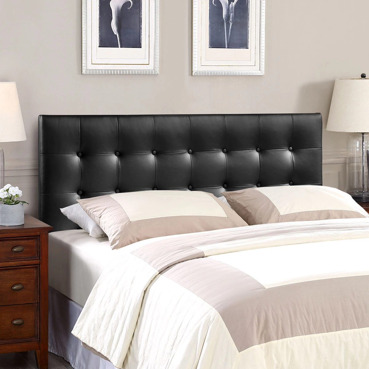 Emily King Upholstered Vinyl Headboard Black 6 Emily King Upholstered Vinyl Headboard Black - Image 4