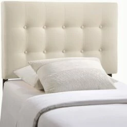 Emily Twin Upholstered Fabric Headboard Ivory