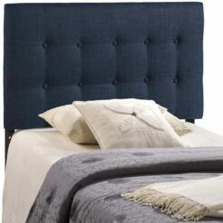 Emily Twin Upholstered Fabric Headboard Navy 9 Emily Twin Upholstered Fabric Headboard Navy -WALKER EDISON Shop MOD 5176 NAV 4